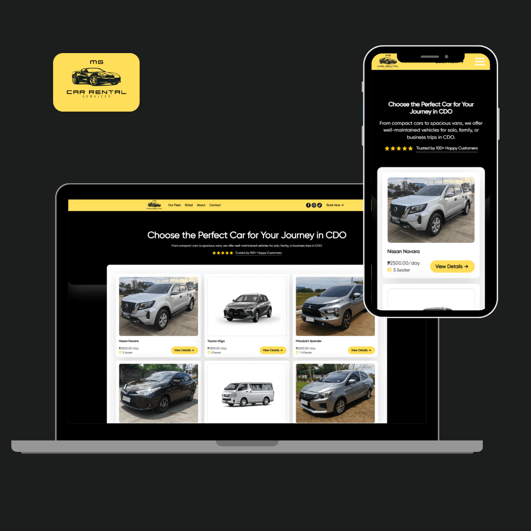 MG Car Rental Services portfolio